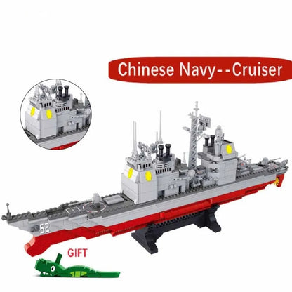 Sluban MOC Building Block Set: WW2 NAVY Cruiser Warship, Model SB0389
