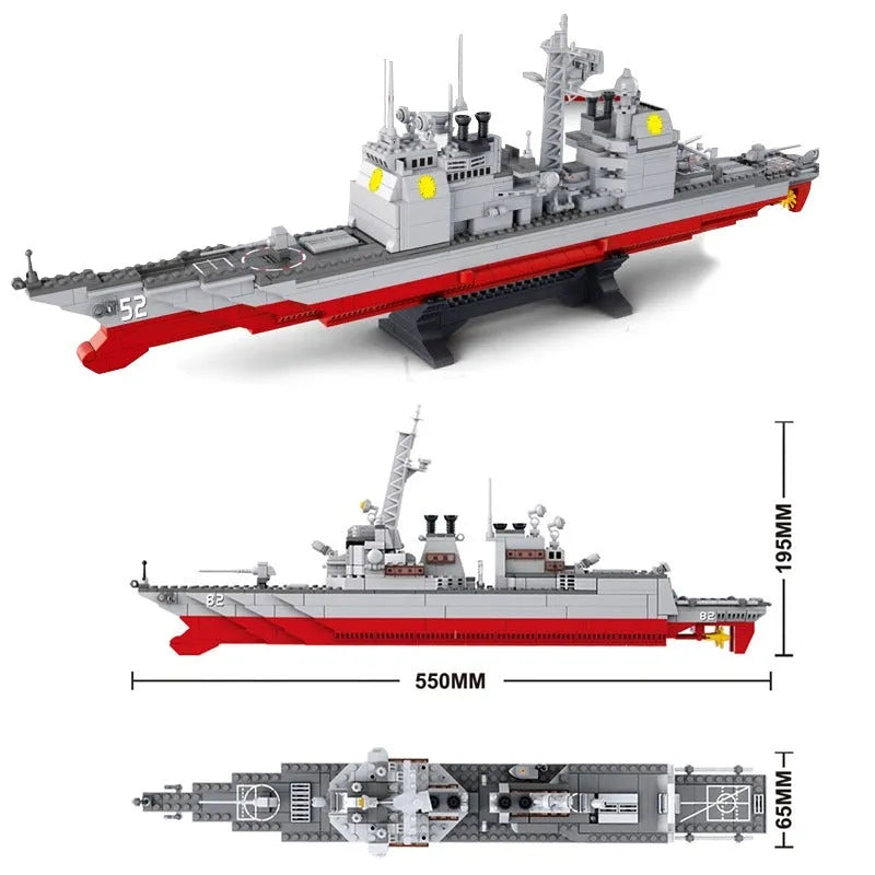 Sluban MOC Building Block Set: WW2 NAVY Cruiser Warship, Model SB0389