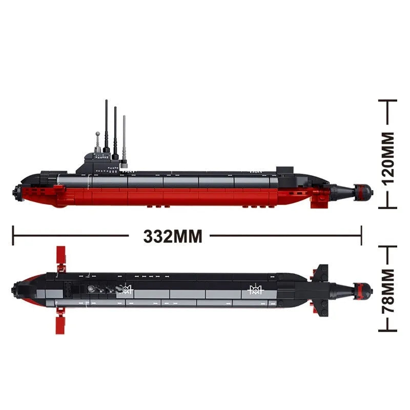 Sluban MOC Building Block Set: WW2 Navy Nuclear Submarine, Model SB0391