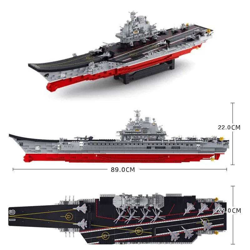 Sluban MOC Building Block Set: WW2 Aircraft Carrier Warship, Model SB0388