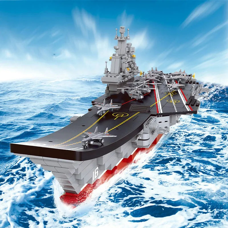 Sluban MOC Building Block Set: WW2 Aircraft Carrier Warship, Model SB0388