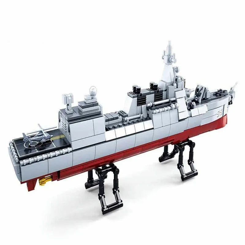 Sluban MOC Building Block Set: WW2 Navy 055 Destroyer Cruiser Warship, Model SB0700