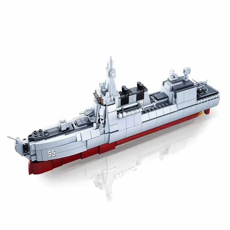 Sluban MOC Building Block Set: WW2 Navy 055 Destroyer Cruiser Warship, Model SB0700