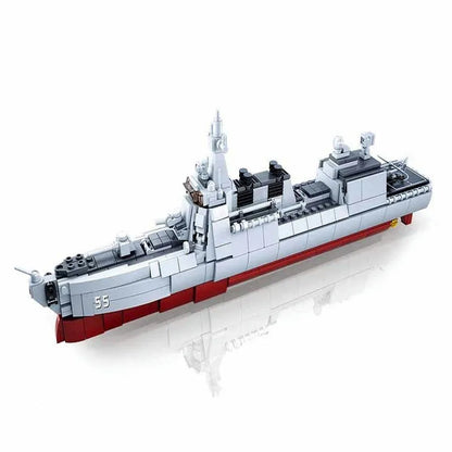 Sluban MOC Building Block Set: WW2 Navy 055 Destroyer Cruiser Warship, Model SB0700