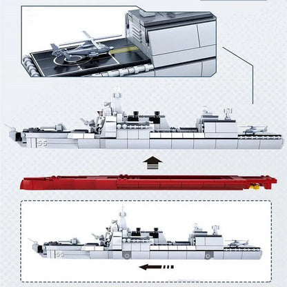 Sluban MOC Building Block Set: WW2 Navy 055 Destroyer Cruiser Warship, Model SB0700
