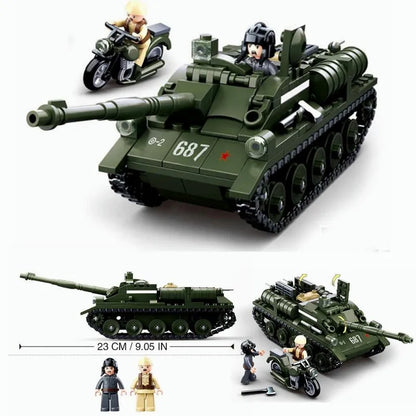 Sluban MOC Building Block Set: WW2 MOC Military SU85 Tank Destroyer, Model SB0687