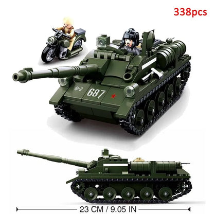 Sluban MOC Building Block Set: WW2 MOC Military SU85 Tank Destroyer, Model SB0687