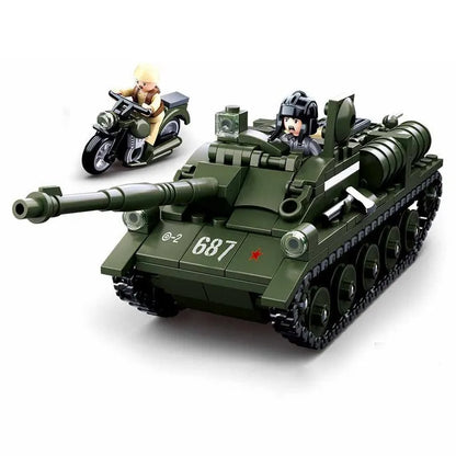 Sluban MOC Building Block Set: WW2 MOC Military SU85 Tank Destroyer, Model SB0687