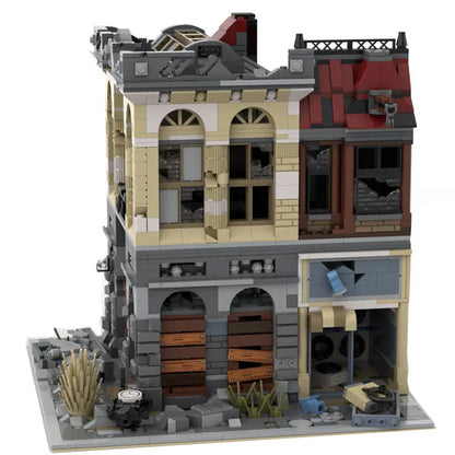 Super 18 K MOC Building Block Set: K126 Experts Ruin City Bank Apocalypse