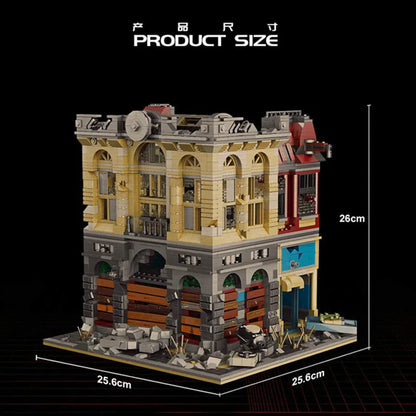 Super 18 K MOC Building Block Set: K126 Experts Ruin City Bank Apocalypse