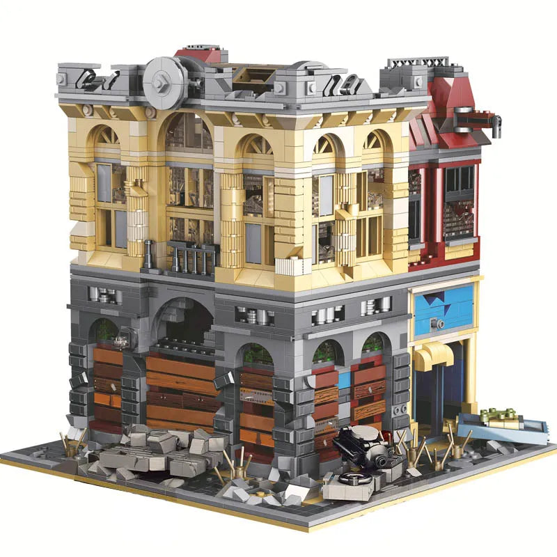 Super 18 K MOC Building Block Set: K126 Experts Ruin City Bank Apocalypse
