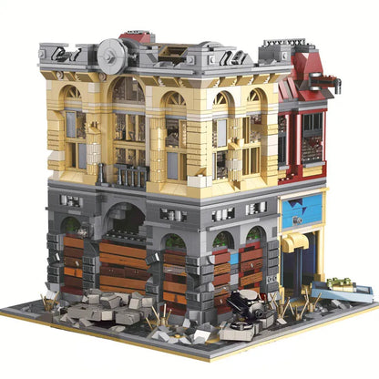 Super 18 K MOC Building Block Set: K126 Experts Ruin City Bank Apocalypse