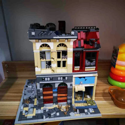 Super 18 K MOC Building Block Set: K126 Experts Ruin City Bank Apocalypse
