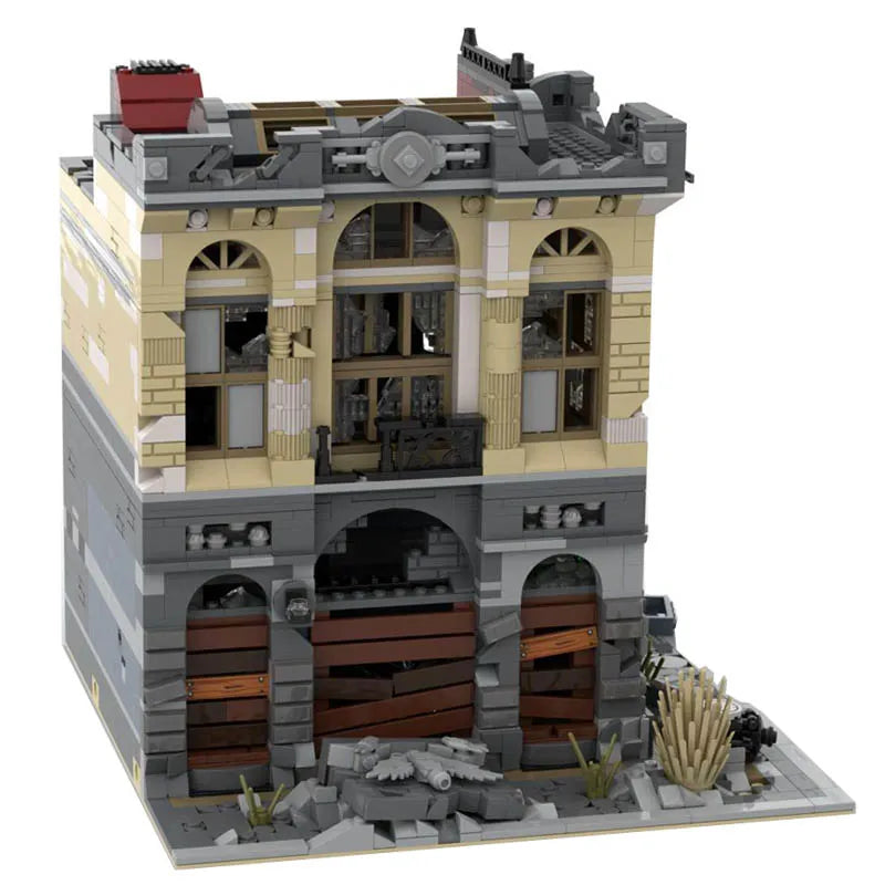 Super 18 K MOC Building Block Set: K126 Experts Ruin City Bank Apocalypse