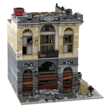 Super 18 K MOC Building Block Set: K126 Experts Ruin City Bank Apocalypse