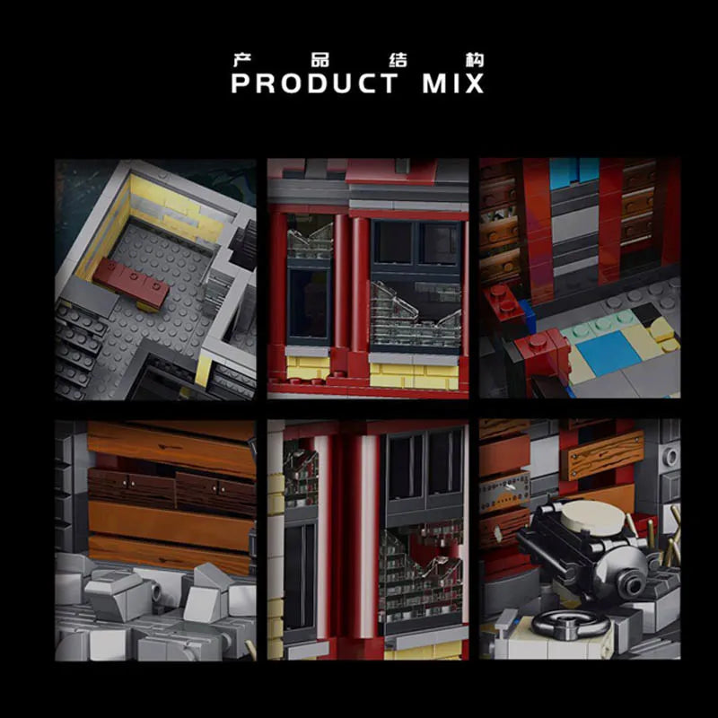 Super 18 K MOC Building Block Set: K126 Experts Ruin City Bank Apocalypse