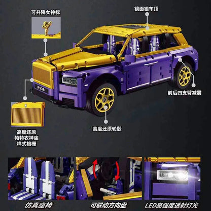 Super 18 K MOC Motorized Building Block Set: Luxury Classic Car RR Cullinan K93B