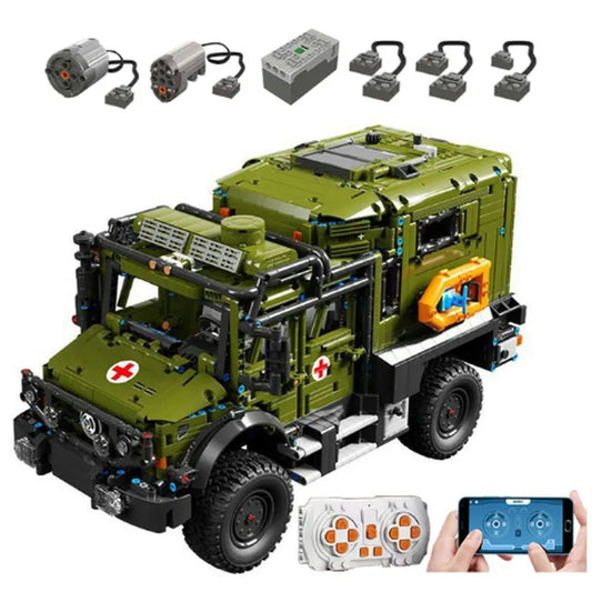 TiaGole Motorized Building Block Set: RC APP Rescue Vehicle Off Road Ambulance, Model T4023PF