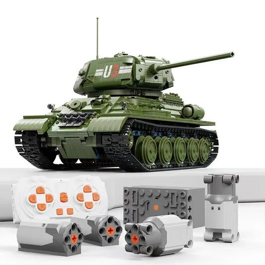 TiaGole Motorized Building Block Set: WW2 RC Soviet Army T34 Medium Tank, Model T4014PF