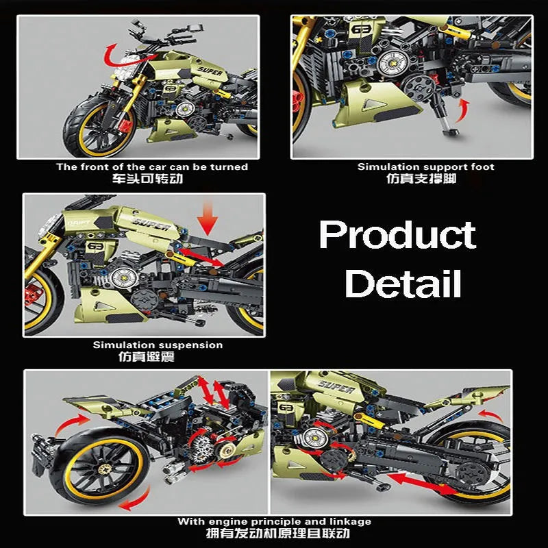 TiaGole MOC Building Block Set: Classic Motorcycle Ducati Diavel 1260 T3035