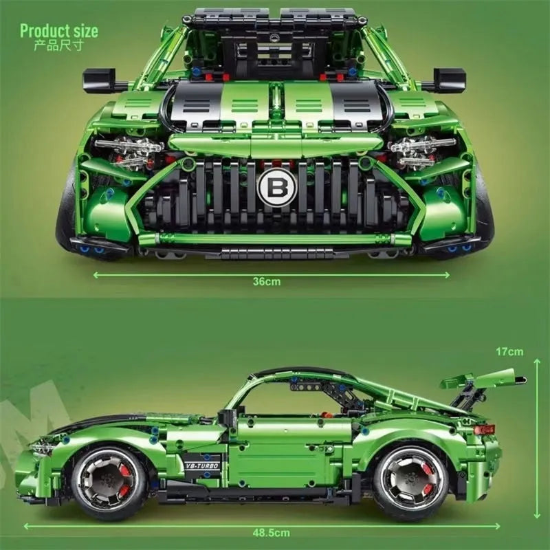 TiaGole MOC Motorized Building Block Set: Electroplated AMG GT Sport Racing Car T5019