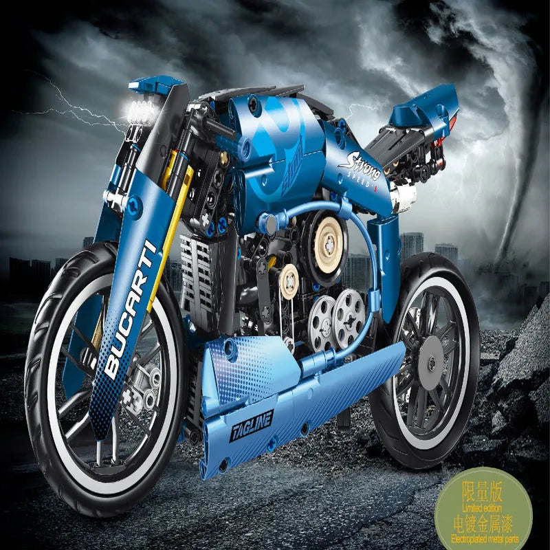 TiaGole MOC Building Block Set: Electroplated Luxury Racing Motorcycle T3034