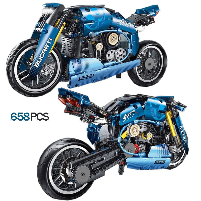 TiaGole MOC Building Block Set: Electroplated Luxury Racing Motorcycle T3034