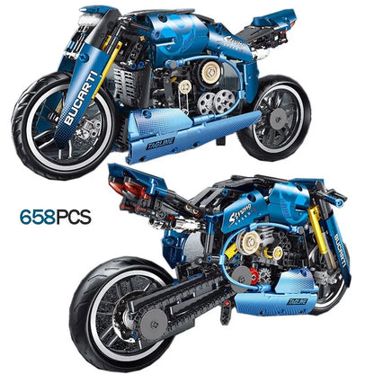 TiaGole MOC Building Block Set: Electroplated Luxury Racing Motorcycle T3034