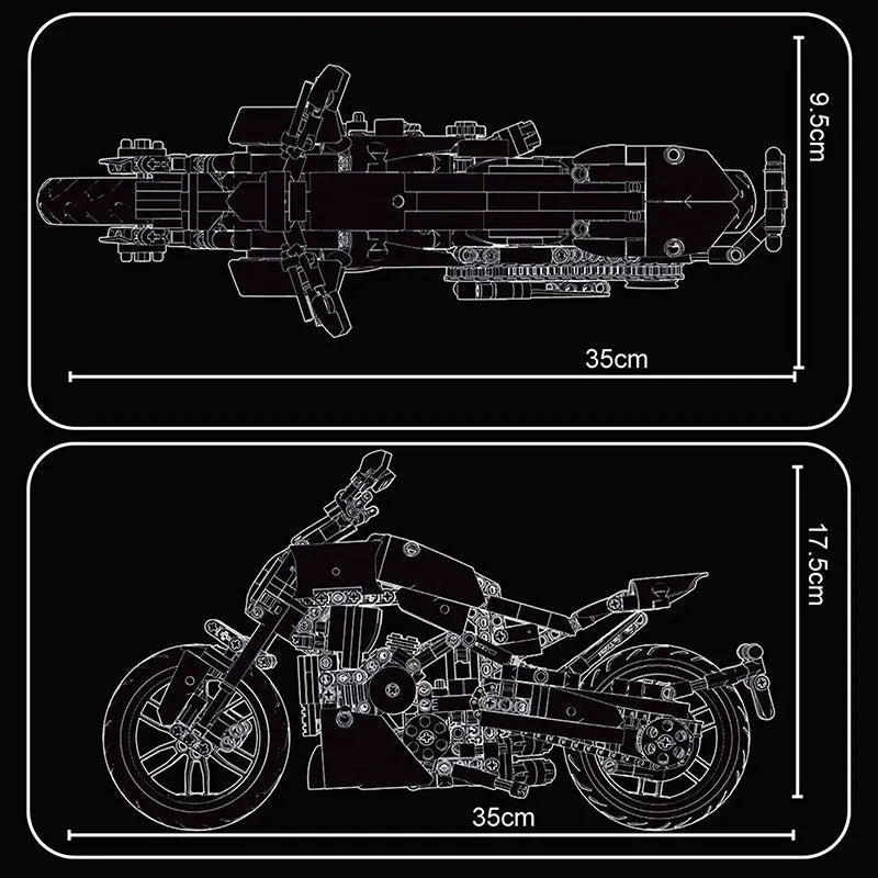 TiaGole MOC Building Block Set: Electroplated Luxury Racing Motorcycle T3034
