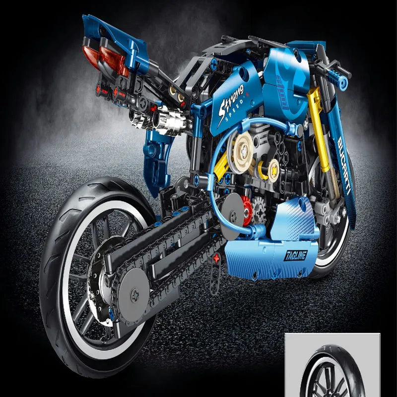 TiaGole MOC Building Block Set: Electroplated Luxury Racing Motorcycle T3034