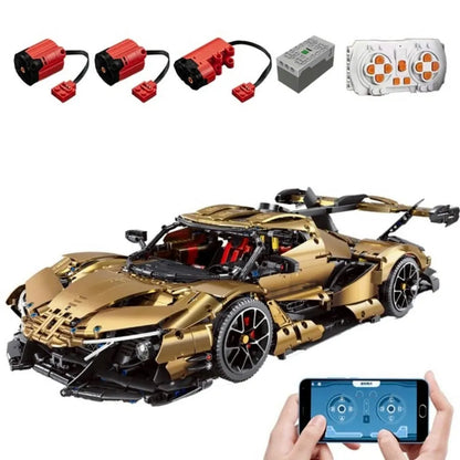 TiaGole MOC Motorized Building Block Set: Electroplated RC Apollo IE Super Racing Car T5012C, Model T5012CPF