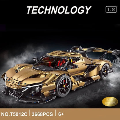 TiaGole MOC Motorized Building Block Set: Electroplated RC Apollo IE Super Racing Car T5012C, Model T5012CPF