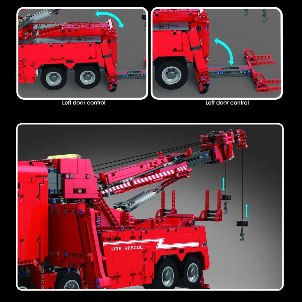 TiaGole MOC Motorized Building Block Set: APP RC Water Rescue Fire Truck, Model T4017R