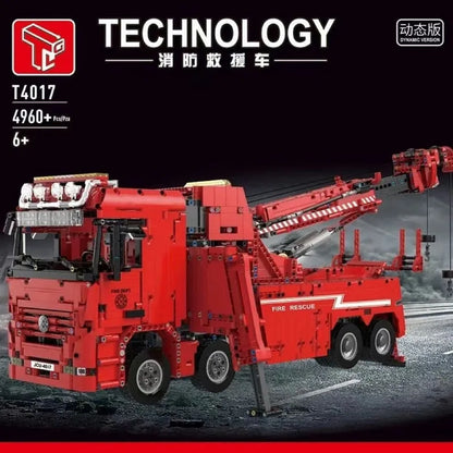 TiaGole MOC Motorized Building Block Set: APP RC Water Rescue Fire Truck, Model T4017R