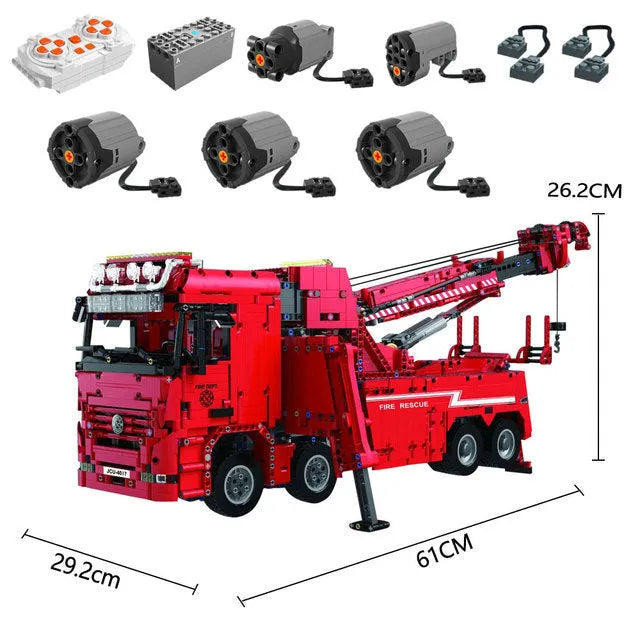 TiaGole MOC Motorized Building Block Set: APP RC Water Rescue Fire Truck, Model T4017R