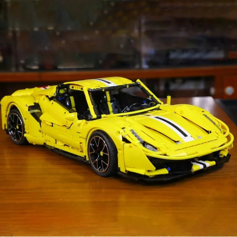 TiaGole MOC Motorized Building Block Set: Ferrari 488 Super Racing Sports Car T5005A