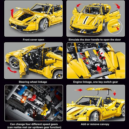 TiaGole MOC Motorized Building Block Set: Ferrari 488 Super Racing Sports Car T5005A