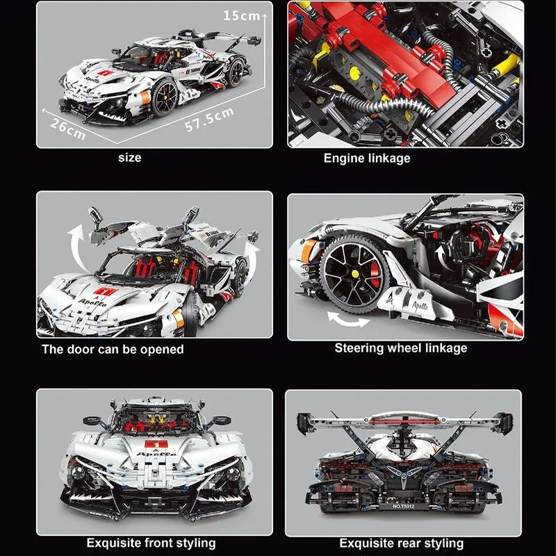 TiaGole MOC Motorized Building Block Set: Gumpert Apollo IE Super Racing Car T5012A