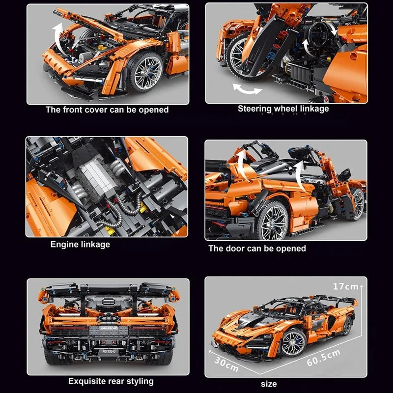 TiaGole MOC Motorized Building Block Set: Hypercar McLaren Senna Racing Car T5013