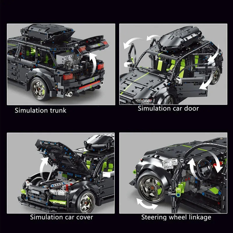 TiaGole MOC Building Block Set: Motorized RC Audi RS6 Avant Racing Car T5023, Model T5023PF