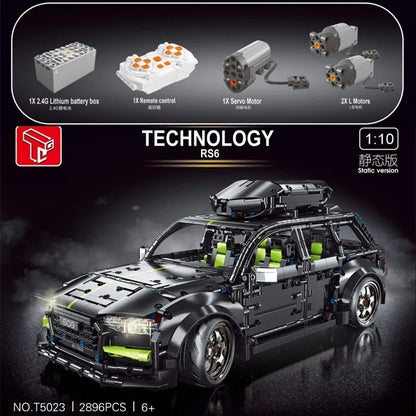 TiaGole MOC Building Block Set: Motorized RC Audi RS6 Avant Racing Car T5023, Model T5023PF