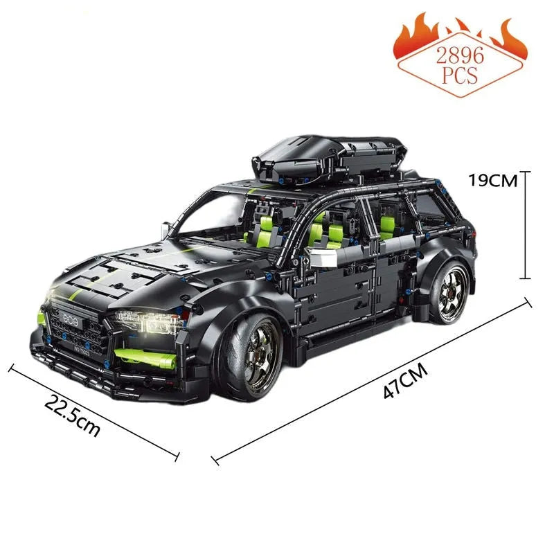 TiaGole MOC Building Block Set: Motorized RC Audi RS6 Avant Racing Car T5023, Model T5023PF