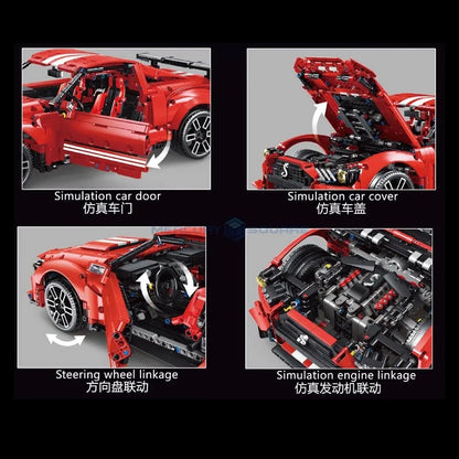 TiaGole MOC Building Block Set: Motorized RC Classic Shelby GT500 Racing Car, Model T5017BPF