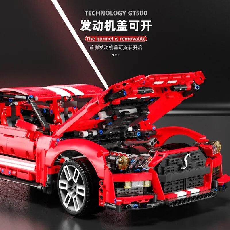 TiaGole MOC Building Block Set: Motorized RC Classic Shelby GT500 Racing Car, Model T5017BPF