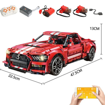TiaGole MOC Building Block Set: Motorized RC Classic Shelby GT500 Racing Car, Model T5017BPF