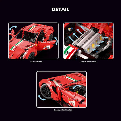 TiaGole MOC Building Block Set: Motorized RC Ferrari Berlinetta Sports Car, Model T5001PF
