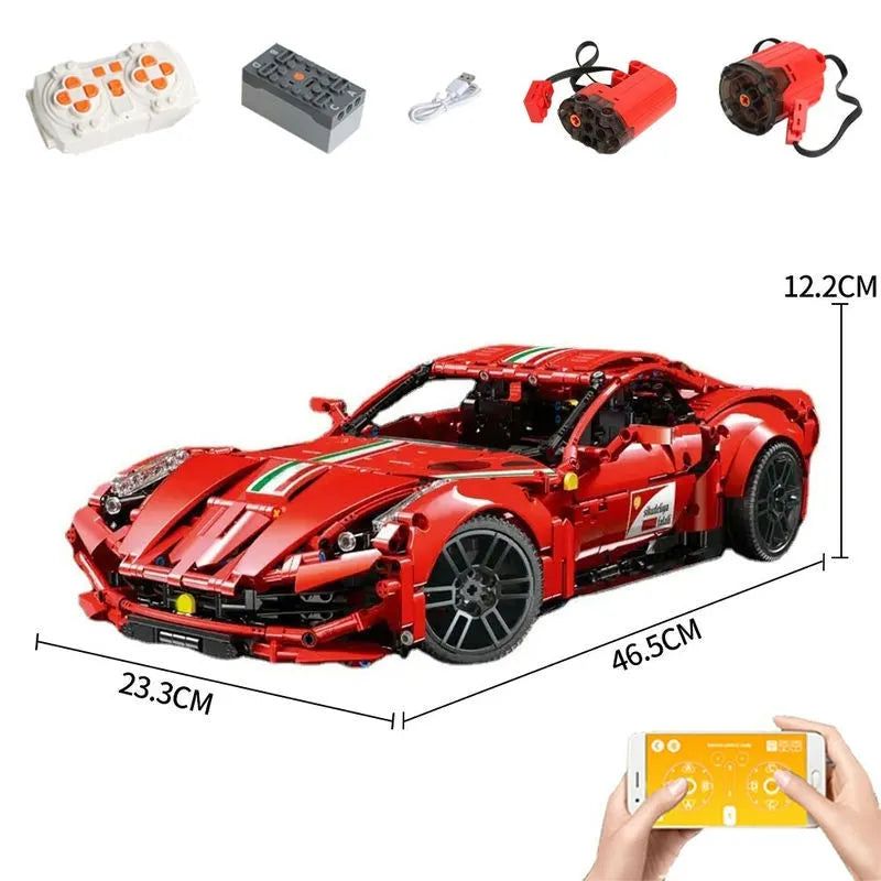 TiaGole MOC Building Block Set: Motorized RC Ferrari Berlinetta Sports Car, Model T5001PF