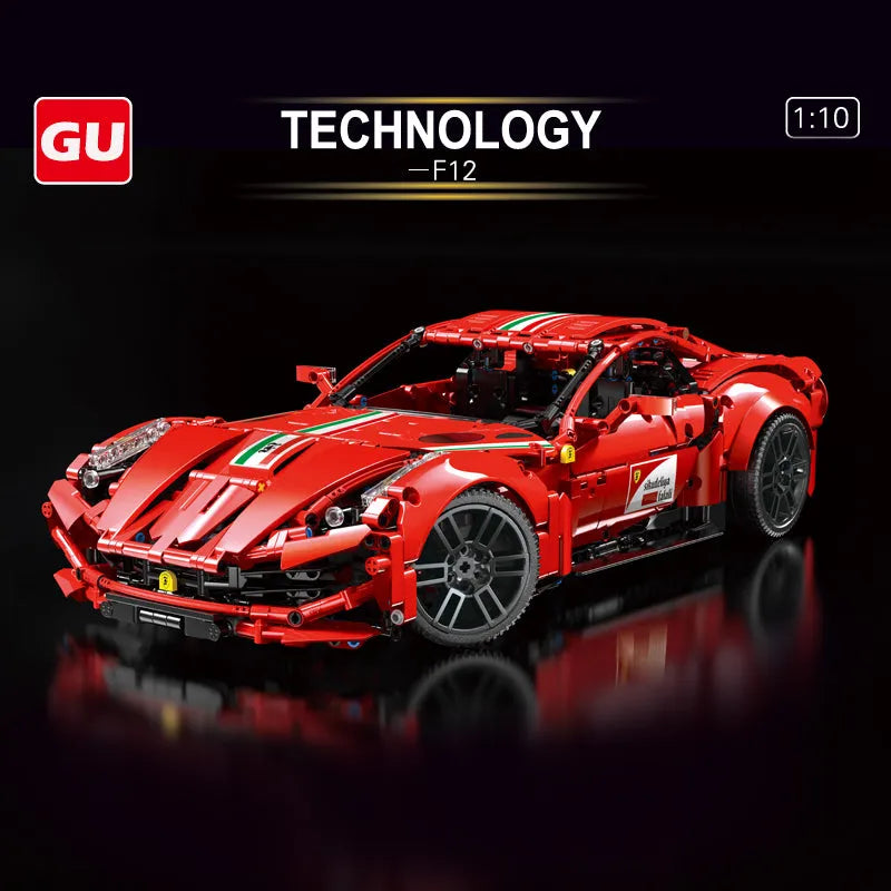 TiaGole MOC Building Block Set: Motorized RC Ferrari Berlinetta Sports Car, Model T5001PF