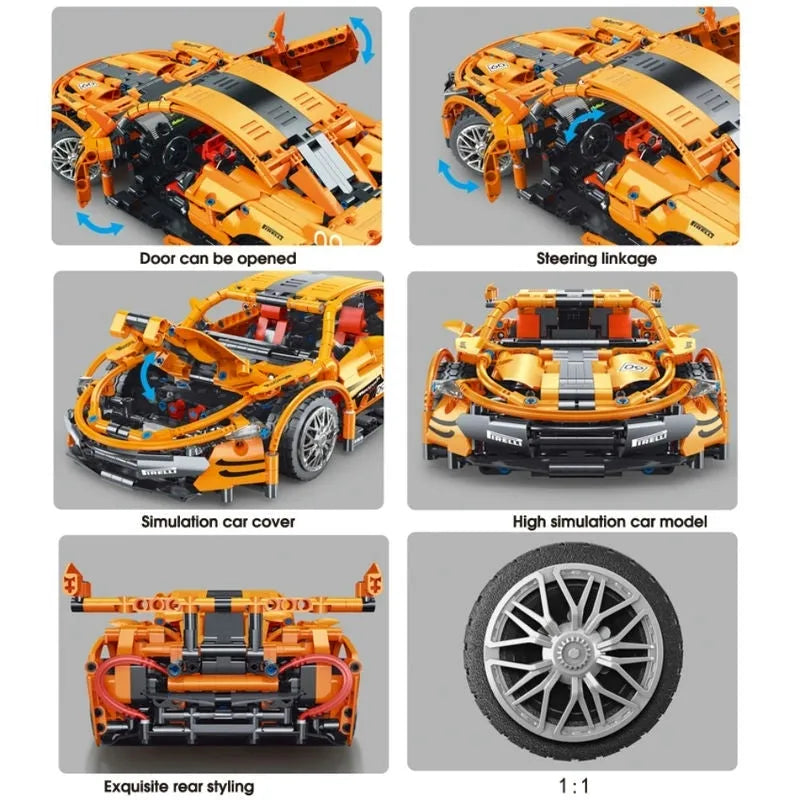 TiaGole MOC Building Block Set: Motorized RC McLaren P1 Sports Car T2009, Model T2009PF