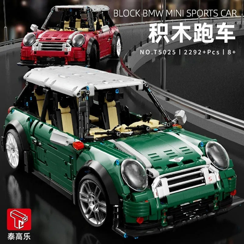 TiaGole MOC Building Block Set: Motorized RC MINI Cooper S Sports Car T5025A, Model T5025APF